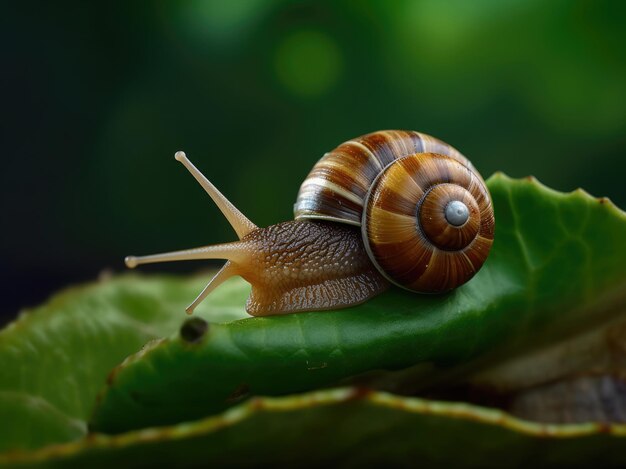 Caracol de uva en una hoja verde