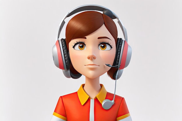 Caracter 3d Jovem Operador em um Call Center ai generativo