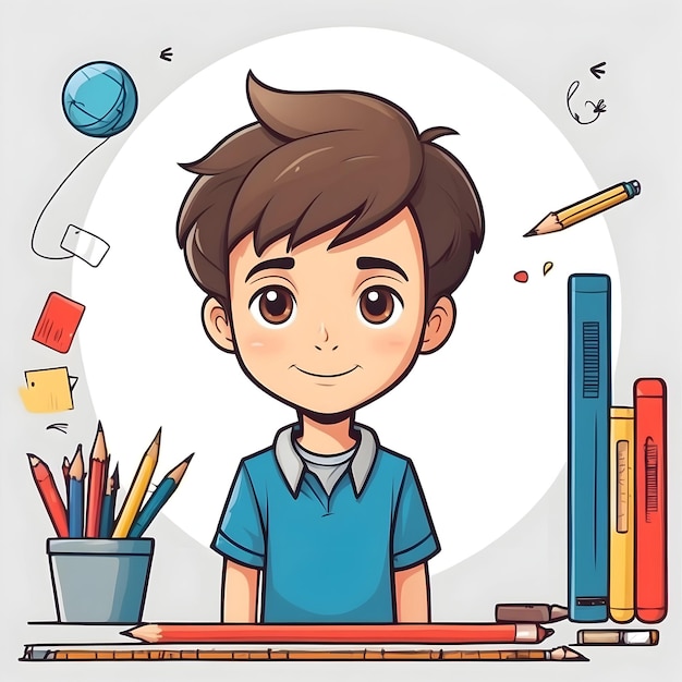 Foto caracter de gerente masculino adorável ilustração de supervisor de menino bonito gerente de escritório de desenho animado jovem profissional
