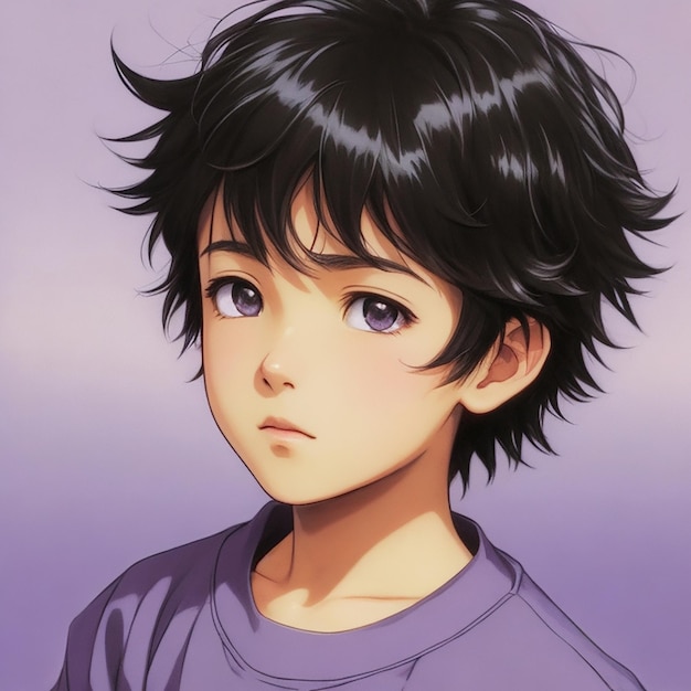 Caracter de menino de anime bonito para avatar e ilustração 2D