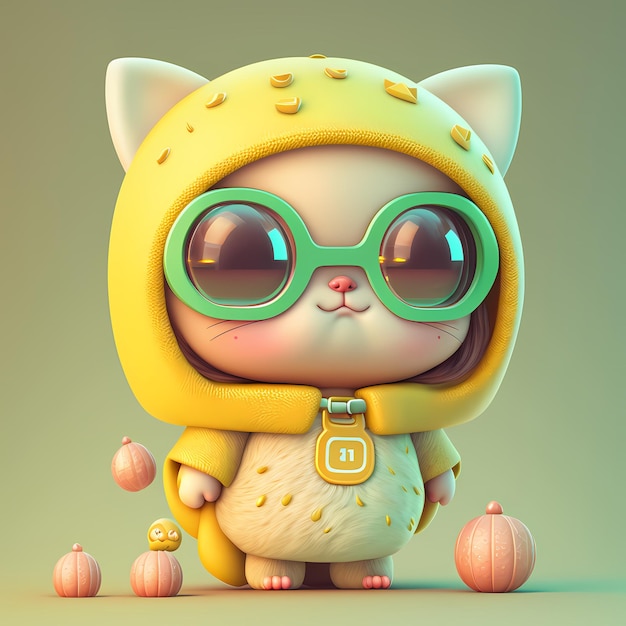 Carácter de diseño kawaii 3D adorable y lindo Ilustración