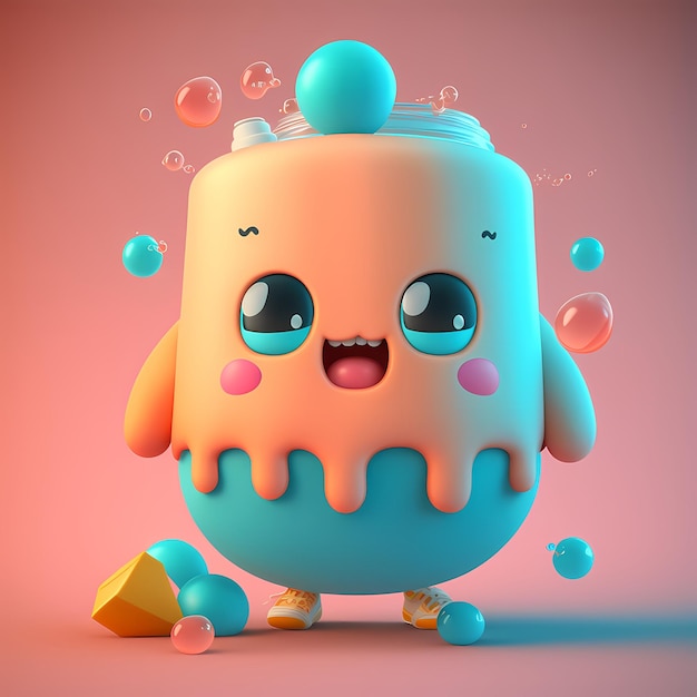 Carácter de diseño kawaii 3D adorable y lindo Ilustración