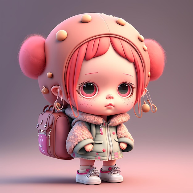 Carácter de diseño kawaii 3D adorable y lindo Ilustración