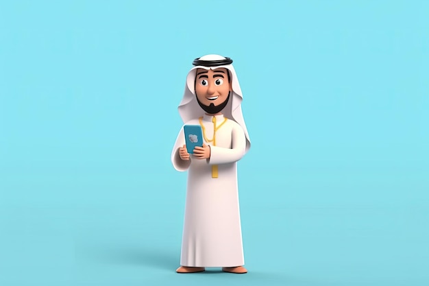 Carácter de hombre árabe joven 3D usando IA generativa de Smartphone
