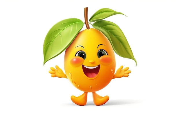Carácter de mango feliz sobre fondo blanco AI