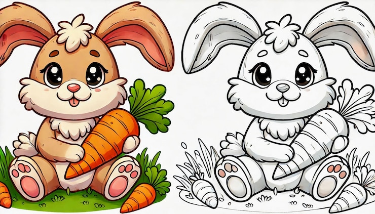 Foto caracteres de conejos para niños para colorear