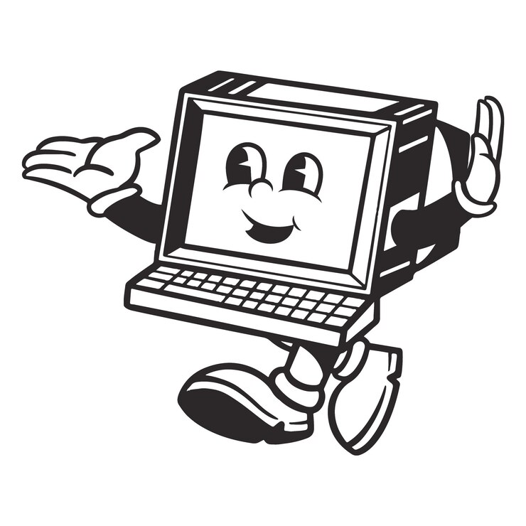 Foto caracteres de computador png ilustração retro fundo transparente