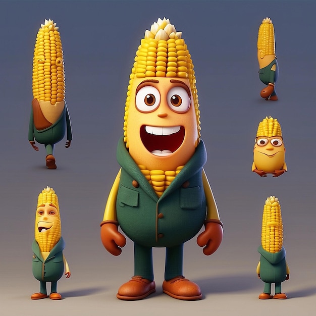Foto caracteres de milho 3d