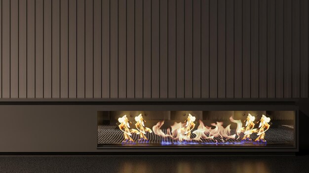 Característica contemporánea del fuego montado en la pared