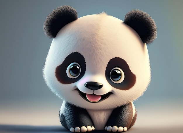 Caracterização de panda sorridente em 3D