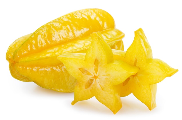 Carambola fresca ou carambola isolada no fundo branco