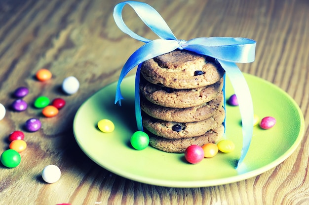 Caramelo de cinta de galletas de chocolate