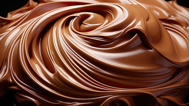 Caramelo dulce marrón derretido pastel de caramelo y ondas de chocolate de fondo