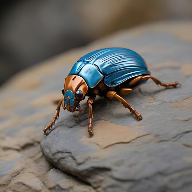 Caramelo e escaravelho azul do céu em pedra AI