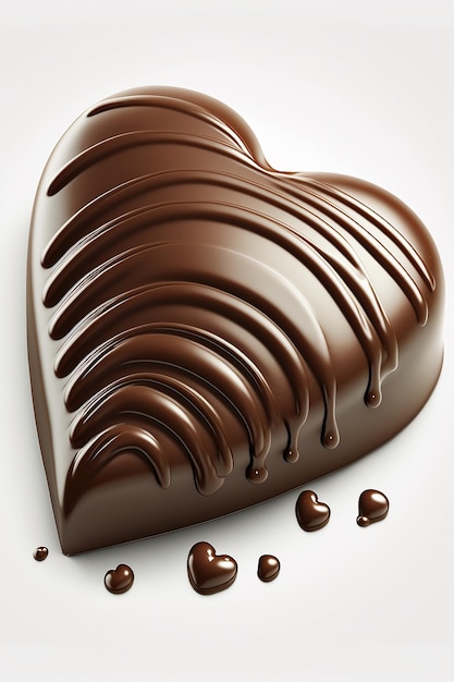 Caramelos de chocolate en forma de corazón aislar sobre fondo blanco IA generativa