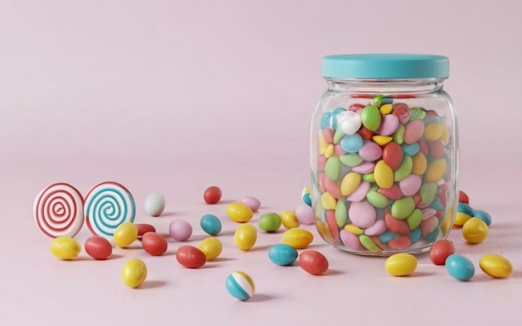 Foto caramelos de colores en 3d