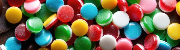 Foto caramelos de colores esparcidos