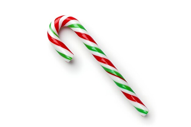 Foto los caramelos de navidad con rayas rojas, verdes y blancas.