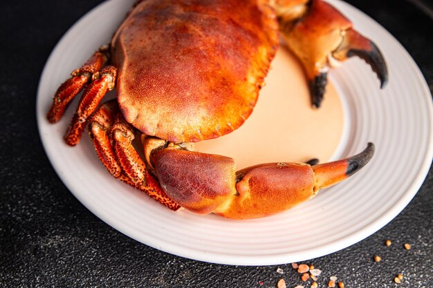 Foto caranguejo frutos do mar marisco cozido refeição fresca comida lanche na mesa cópia espaço comida fundo rústico