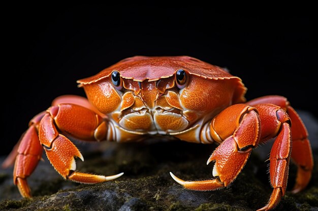 Caranguejo isolado em fundo preto em close de um caranguejo