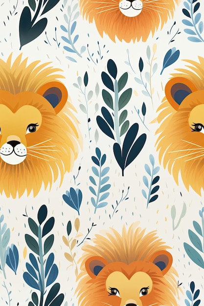 Las caras de león son azulejos sin costuras.