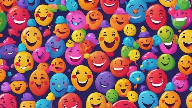 Caras sorridentes e coloridas padrão para uma vibração positiva e alegre generativa ai