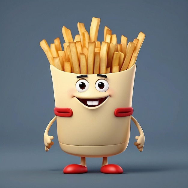 Foto caráter de batatas fritas 3d