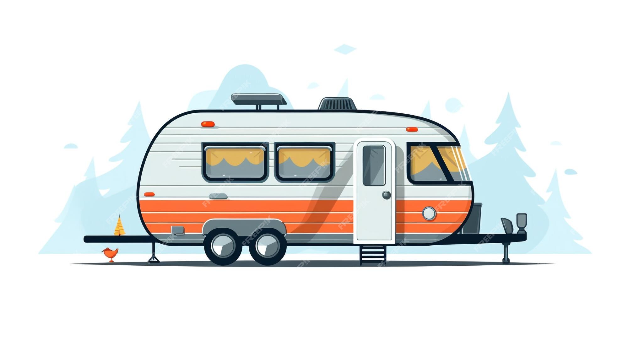 Caravan-illustration am besten für wohnmobile und outdoor-industrie geeignet,  vektor-weißer hintergrund