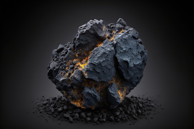 Carbón natural aislado en el concepto de industria minera de fondo negro