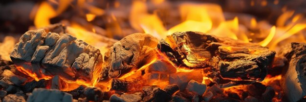 Carbones ardientes de un fondo abstracto de fuego Generativo ai