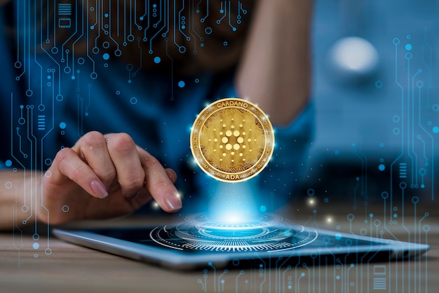 Cardano Blockchain-Plattform mit Tablet