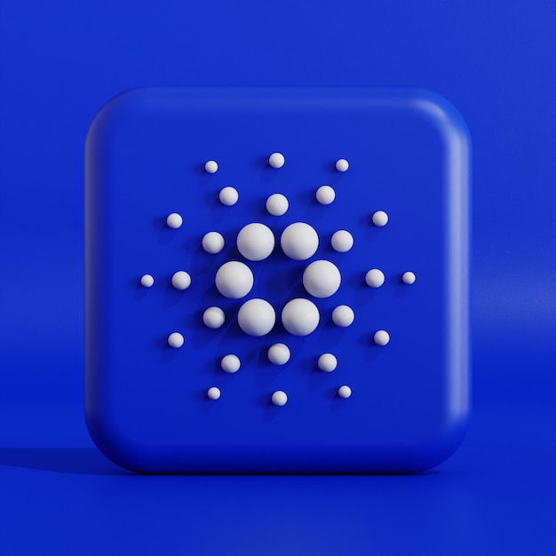 Foto cardano kryptowährung symbol logo 3d-darstellung