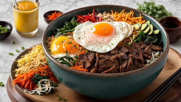 Foto cardápio de comida coreana bibimbap bonanza bow