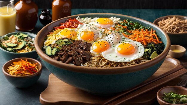 Foto cardápio de comida coreana bibimbap bonanza bow