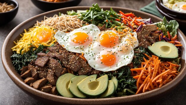 Foto cardápio de comida coreana bibimbap bonanza bow