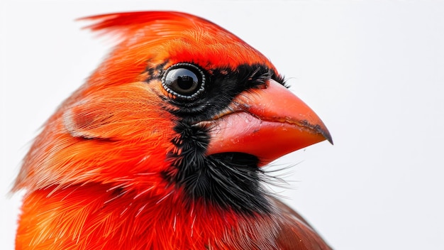 Foto cardenal macho sobre un fondo blanco cardinalis cardinalis