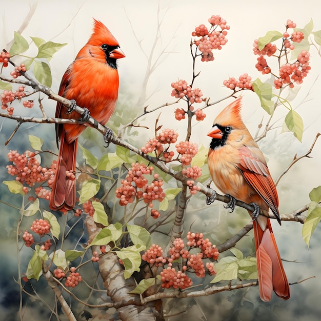 Cardinal pássaro aquarela clipart