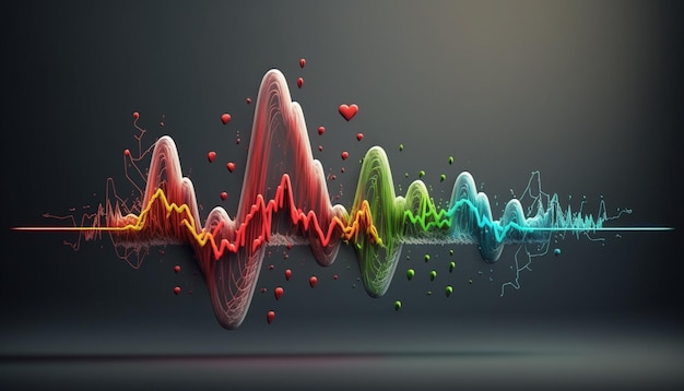 cardiograma em forma de tintas multicoloridas generativa ai