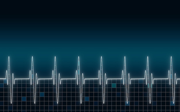 Cardiograma de latidos del corazón con fondo azul