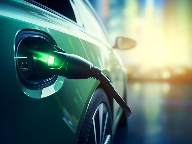 Foto carga de automóviles eléctricos energía limpia para conducir el futuro energía alternativa ecológica