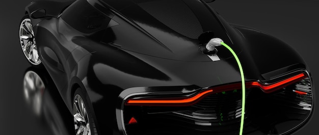 Carga de coche deportivo eléctrico absolutamente genérico y sin marca Futuro concepto de vehículo eléctrico 3d render