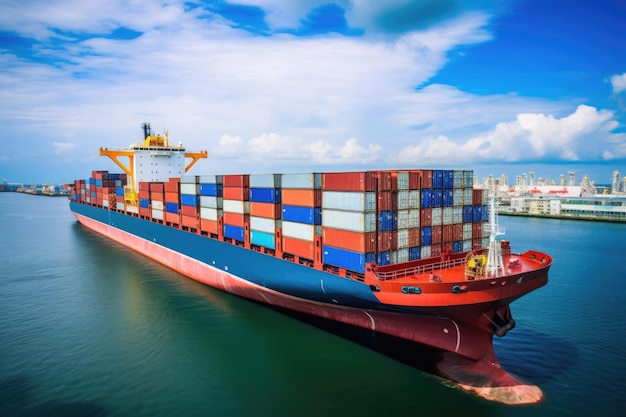 Carga comercial exportação contêineres transporte navio barco carga importação transporte marítimo industrial