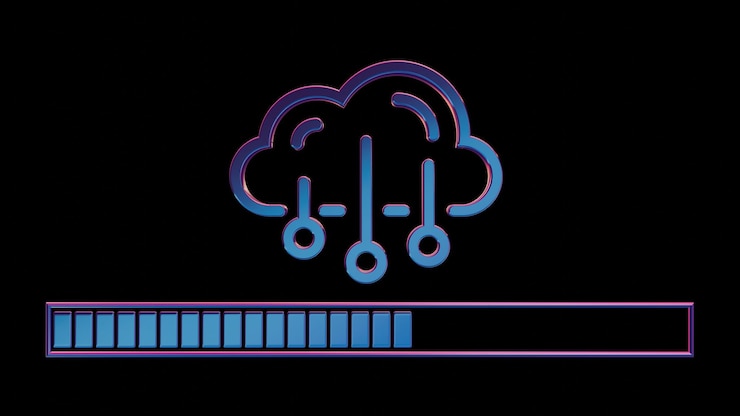 Foto carga retro de animación en 3d neon nube de íconos retro con