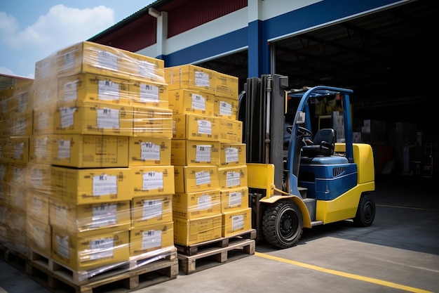 Cargador elevador de horquilla para el transporte y carga de cajas de cartón