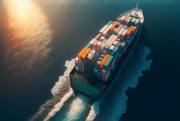 Cargo-Liner mit Blick auf das Meer