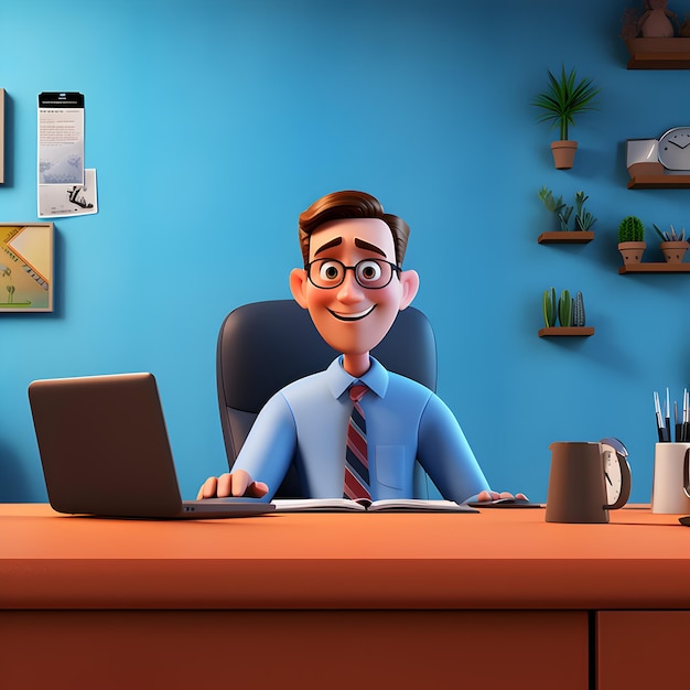Caricatura en 3D de un funcionario corporativo