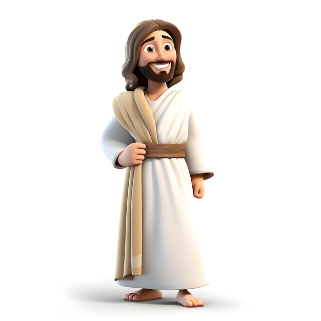 Caricatura 3D de Jesús aislado en blanco
