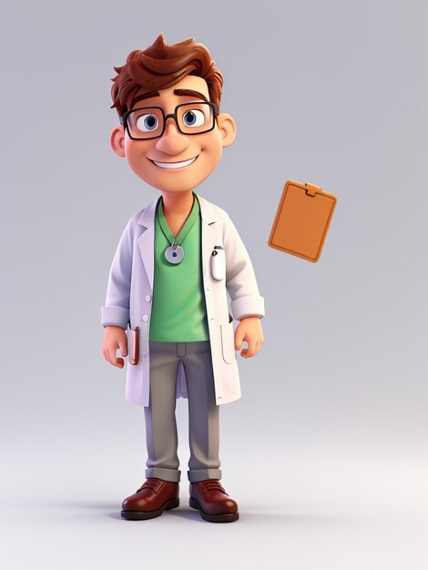 Una caricatura en 3D de un médico