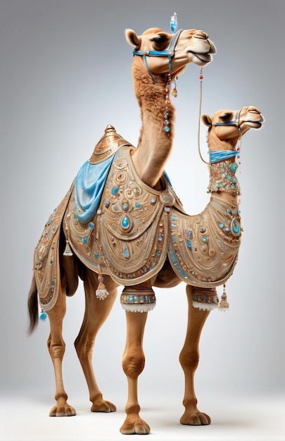 Caricatura antropomórfica de camelo vestindo uma roupa de Cinderella