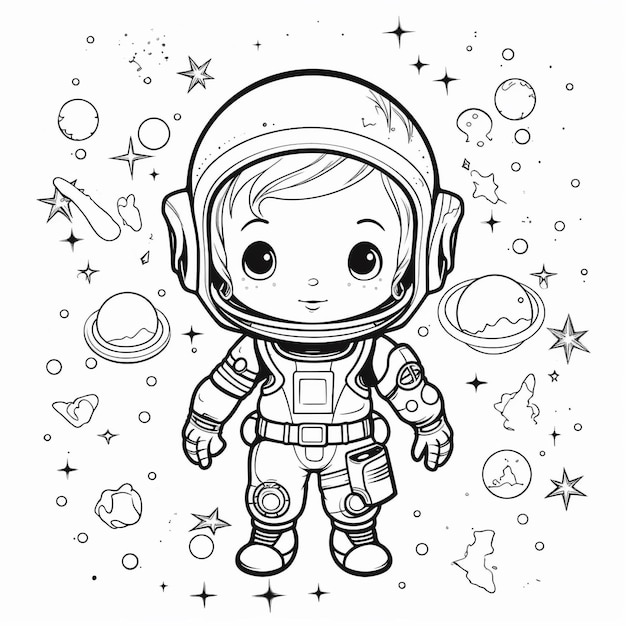 una caricatura de un astronauta con un traje espacial